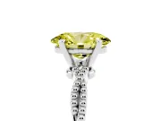 Fancy Yellow Oval Cut Diamond Solitaire Ring Set in Silver with Twisted Band and Bead Prong Setting