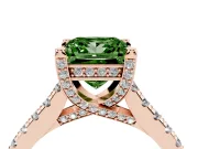 Princess Cut Hidden Halo Pave Engagement Ring Setting for a Fancy Green Lab-Grown Diamond | Claw Prongs | Rose Gold