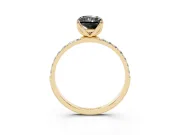 Radiant Cut Pavé Solitaire Engagement Ring Setting for a Black Center | Slim Band | Yellow Gold
