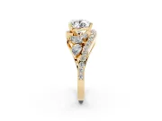 Heart-Shaped Bypass Pavé Engagement Ring Setting | Marquise and Pear Accents | Yellow Gold