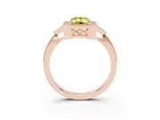 Fancy Yellow Emerald Cut Diamond Halo Engagement Ring Set in Rose gold with Milgrain Pavé Band