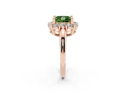 Princess Cut Cluster Halo Engagement Ring Setting for a Fancy Green Lab-Grown Diamond | Large Round Accents | Rose Gold