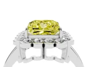 Princess Cut Scalloped Cluster Halo Engagement Ring Setting for a Fancy Yellow Lab-Grown Diamond | Plain Band | Platinum
