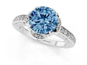Round Floral Pavé Engagement Ring Setting for a Fancy Blue Lab-Grown Diamond | Sterling Silver