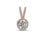 Round Lab-Grown Diamond Halo Pendant Necklace | Rose Gold