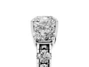 Cushion Cut Three Stone Engagement Ring Setting | Accented Shoulders | Sterling Silver
