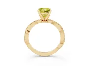Fancy Yellow Princess Cut Diamond Solitaire Ring Set in Yellow gold with Twisted Band and Bead Prong Setting