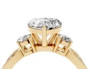 Three-Stone Heart Cut Diamond Twist Band Ring Set in Yellow gold with Pavé Accents and Prong Setting