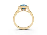 Radiant Cut Vintage Milgrain Halo Engagement Ring Setting for a Fancy Blue Lab-Grown Diamond | Bezel Head | Yellow Gold