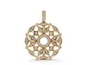 Round Lab-Grown Diamond Graduated Filigree Disc Pendant Necklace | Milgrain Edges | Yellow Gold