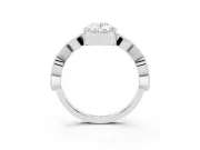 Oval Milgrain Bezel Engagement Ring Setting | Geometric Station Band | Sterling Silver