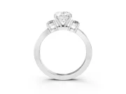 Three-Stone Oval Cut Diamond Twist Band Ring Set in Silver with Pavé Accents and Prong Setting