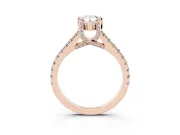 Pear-Shaped Hidden Halo Pave Engagement Ring Setting | Claw Prongs | Rose Gold