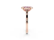 Round Halo Engagement Ring Setting for a Fancy Pink Lab-Grown Diamond | Claw Corners | Rose Gold