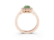 Fancy Green Pear Cut Diamond Halo Ring Set in Rose gold with Round Halo and Smooth Solitaire Band