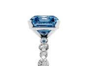 Asscher Cut Pavé Engagement Ring Setting for a Fancy Blue Lab-Grown Diamond | Sterling Silver