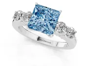 Princess Cut 5 Stone Engagement Ring Setting for a Fancy Blue Lab-Grown Diamond | Platinum