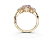 Heart-Shaped Three Stone Engagement Ring Setting for a Fancy Pink Lab-Grown Diamond | Plain Band | Yellow Gold