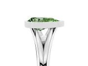 Fancy Green Bezel Set Pear Cut Diamond Solitaire Ring Set in White gold with Tapered Band