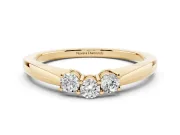 Round Diamond Three-Stone Tension Band Set in Yellow gold with Prong Setting