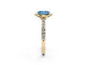 Radiant Cut Floral Petal Engagement Ring Setting for a Fancy Blue Lab-Grown Diamond | Petal Accents | Yellow Gold