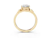 Princess Cut Leaf Bypass Solitaire Engagement Ring Setting | Polished Band | Yellow Gold