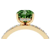 Cushion Cut Hidden Halo Engagement Ring Setting for a Fancy Green Lab-Grown Diamond | Yellow Gold