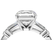 Asscher Cut Tapered Baguette Engagement Ring Setting | Bar Set Sides | Sterling Silver