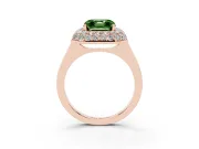 Asscher Cut Pave Halo Engagement Ring Setting for a Fancy Green Lab-Grown Diamond | Slim Plain Band | Rose Gold