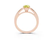 Fancy Yellow Pear Cut Diamond Solitaire Ring Set in Rose gold with Prong Setting and Classic Band