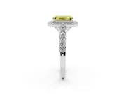 Emerald Cut Graduated Milgrain Halo Engagement Ring Setting for a Fancy Yellow Lab-Grown Diamond | Sterling Silver
