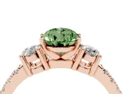 Pear-Shaped Three Stone Pavé Engagement Ring Setting for a Fancy Green Lab-Grown Diamond | Round Side Stones | Rose Gold
