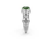 Fancy Green Round Cut Diamond Vintage-Inspired Milgrain Ring Set in Silver with Accent Split Shank