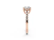 Cushion Cut Hidden Halo Solitaire Engagement Ring Setting | Shared Prong Band | Rose Gold