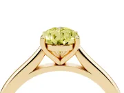 Fancy Yellow Pear Cut Diamond Solitaire Ring Set in Yellow gold with Cathedral Band and Prong Setting