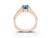 Round Half Bezel Engagement Ring Setting for a Fancy Blue Lab-Grown Diamond | Wide Band | Rose Gold