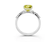Fancy Yellow Princess Cut Diamond Cluster Solitaire Ring Set in Platinum with Prong Setting