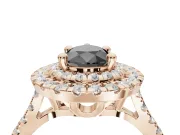 Fancy Black Pear-Shaped Lab-Grown Diamond Double Halo Statement Ring Set in Rose Gold with Pavé Band