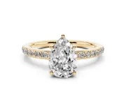Pear-Shaped Hidden Halo Pavé Engagement Ring Setting | Micro Pavé Band | Yellow Gold