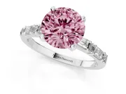 Round Baguette Side Stone Engagement Ring Setting for a Fancy Pink Lab-Grown Diamond | Platinum