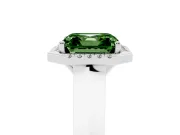 Asscher Cut Knife-Edge Halo Engagement Ring Setting for a Fancy Green Lab-Grown Diamond | Platinum