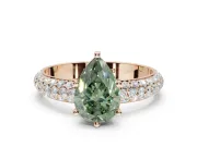 Pear-Shaped Domed Pavé Engagement Ring Setting for a Fancy Green Lab-Grown Diamond | Rose Gold