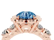 Round Floral Engagement Ring Setting for a Fancy Blue Lab-Grown Diamond | Petal Frame | Rose Gold