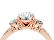 Three-Stone Pear Cut Diamond Twist Band Ring Set in Rose gold with Pavé Accents and Prong Setting
