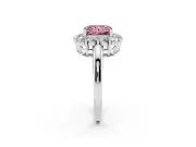 Radiant Cut Cluster Halo Engagement Ring Setting for a Fancy Pink Lab-Grown Diamond | Large Round Accents | Platinum