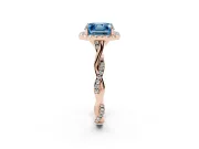 Asscher Cut Twist Halo Engagement Ring Setting for a Fancy Blue Lab-Grown Diamond | Rose Gold