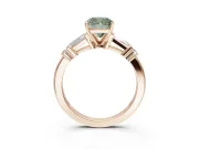 Cushion Cut Tapered Baguette Engagement Ring Setting for a Fancy Green Lab-Grown Diamond | Rose Gold