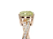 Cushion Cut Twisted Pavé Solitaire Engagement Ring Setting for a Fancy Yellow Lab-Grown Diamond | Rose Gold