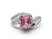 Asscher Cut Bypass Pavé Engagement Ring Setting for a Fancy Pink Lab-Grown Diamond | Graduated Pavé | Sterling Silver