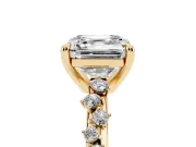 Asscher Cut Graduated Accent Engagement Ring Setting | Scattered Shoulders | Yellow Gold